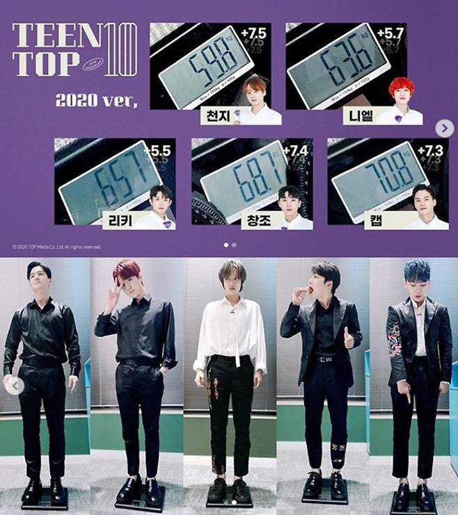 ▲ 틴탑 몸무게. 출처ㅣ틴탑 공식 인스타그램