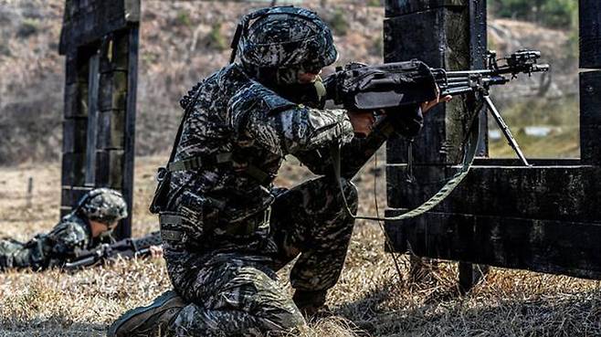 중대 전술훈련을 하고 있는 해병대 2사단 장병들