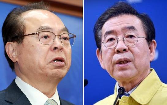 - 오거돈(왼쪽) 전 부산시장. 고 박원순(오른쪽) 전 서울시장. 서울신문 DB
