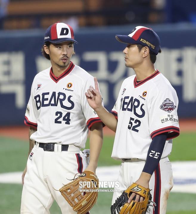▲ 두산 베어스 키스톤콤비 오재원(왼쪽)과 김재호 ⓒ 한희재 기자