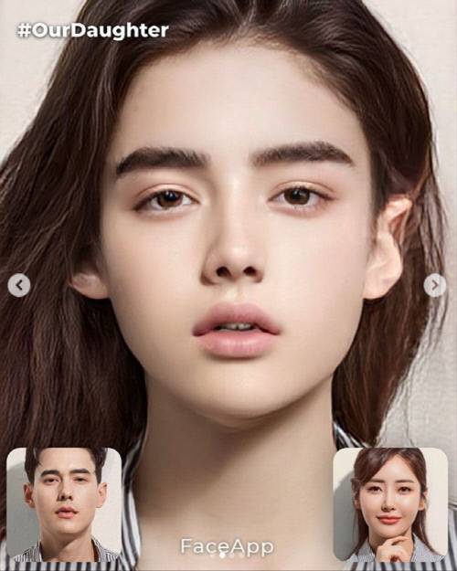 모델 장민의 아내 강수연이 31일 페이스앱을 이용해 두 사람의 2세 얼굴을 예측해본 결과를 공개해 화제를 모았다. 출처|강수연SNS