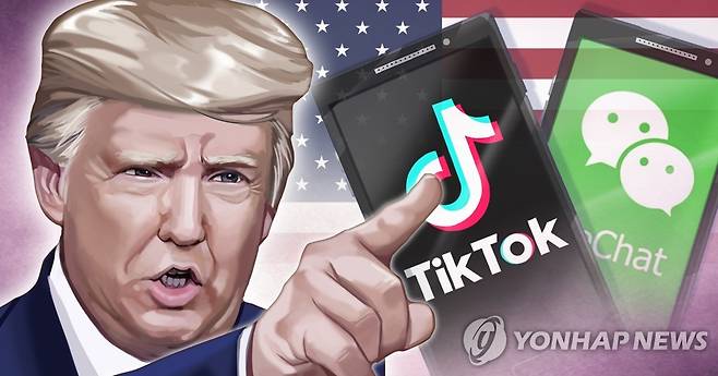 트럼프, 중국 틱톡 · 위챗 퇴출 압박 (PG) [장현경 제작] 일러스트
