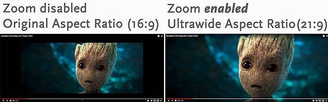 구글 크롬 브라우저의 ‘Zoom to Fill’ 확장 프로그램으로 화상의 빈공간을 없앨 수 있다. 출처=구글