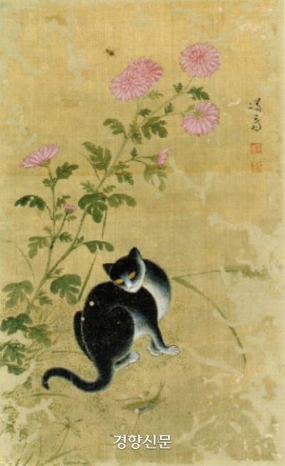 정선의 ‘추일한묘’. 가을날 한가로운 고양이를 그렸다. |간송미술문화재단 소장