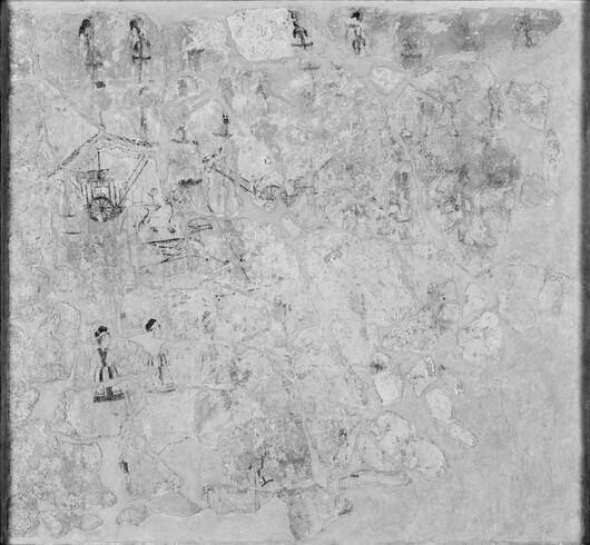 쌍영총 널길 동벽 벽화편의 적외선 촬영 이미지들. 국립중앙박물관 보존과학부에서 지난해와 올해 작업해 ‘빛의 과학’전에 처음 내보였다.