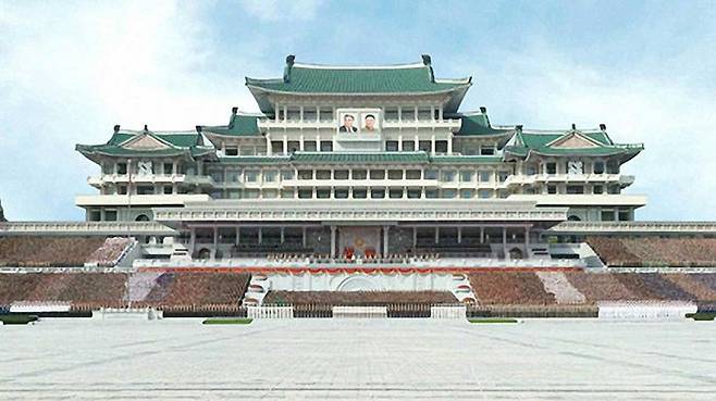 김정은, 열병식 참가자와 기념사진 촬영