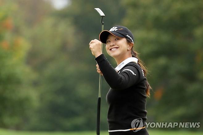 우승 확정하고 기뻐하는 김세영 [게티이미지/AFP=연합뉴스]
