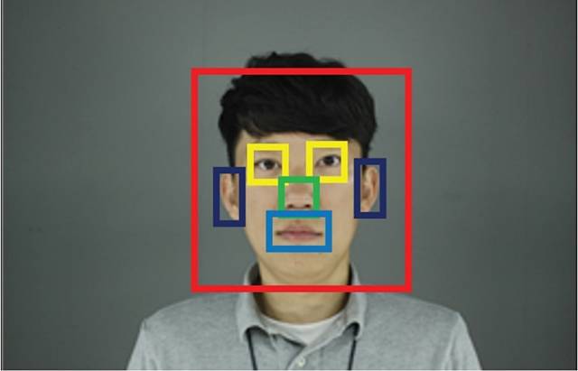 안면인식 레이블링 작업 예시. 눈, 코, 입, 귀에 네모칸을 지정해준 뒤 각 항목에 대한 설명을 입력해야 한다. 한국정보화진흥원 AI Hub 웹사이트 캡쳐