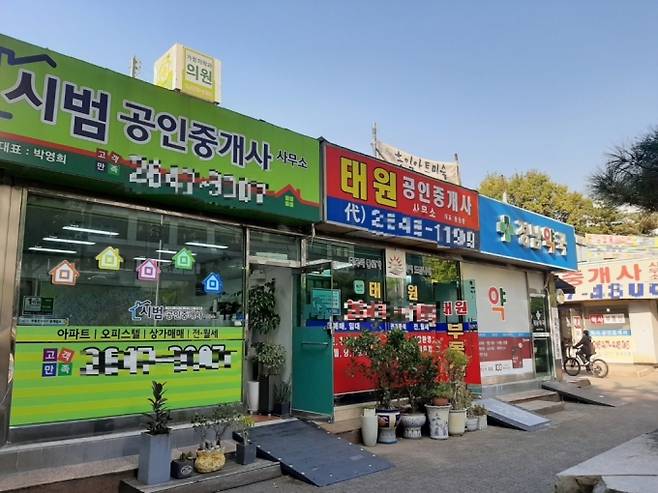 목동신시가지 단지 내 상가에 입점한 중개업소들. /사진=이소은 기자