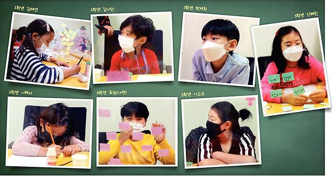 지난 9일 한겨레신문사에 모인 초등학생 7명은 방역을 위해 설치된 투명 가림막 너머로 자신들이 겪어온 ‘코로나 세상’을 생생하게 풀어놓았다. 장철규 선임기자