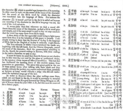 <한국소식> 1898년 2월호에 기고한 논문 ‘이두’. 헐버트는 한문, 이두, 한글의 문자구조를 비교 설명했다.|헐버트기념사업회 제공