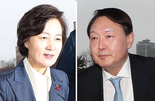 추미애 법무부 장관과 윤석열 검찰총장. [사진 출처=연합뉴스]