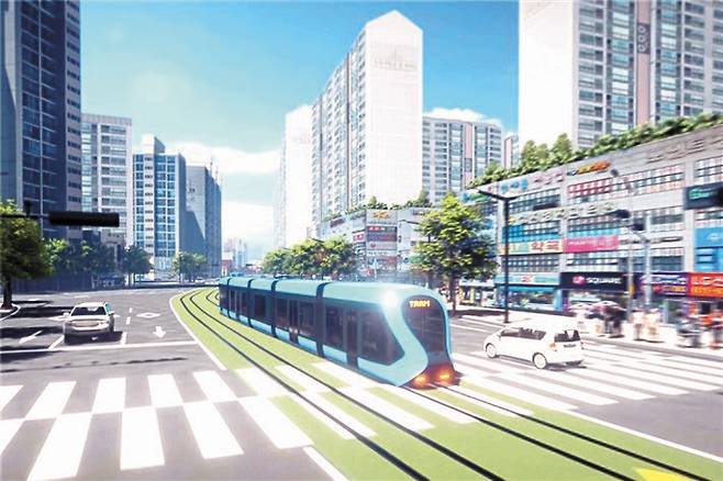 오륙도선 실증노선의 트램 조감도. [제공 부산시]