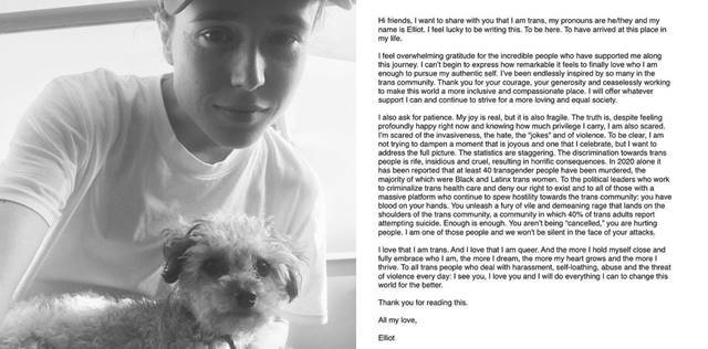 엘렌 페이지는 영화 '주노' '인셉션' 등으로 대중에게 이름을 알렸다. /엘렌 페이지 SNS