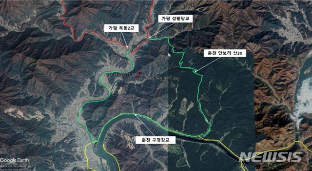 [수원=뉴시스] 가평 춘천 광역울타리 설치 노선안. (사진=경기도 제공)