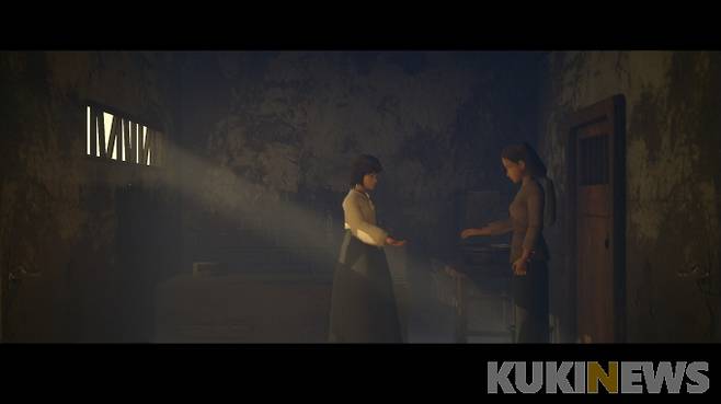 ▲플레이어가 물건을 건네주는 장면. 손에 물건이 보이지 않는다.&nbsp;