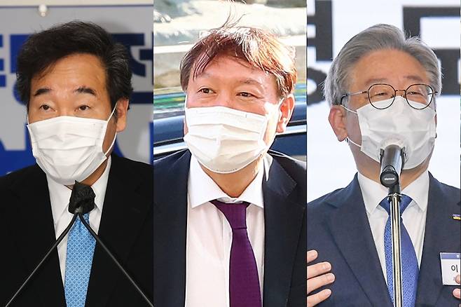 더불어민주당 이낙연 대표, 윤석열 검찰총장, 이재명 경기도지사. 연합뉴스