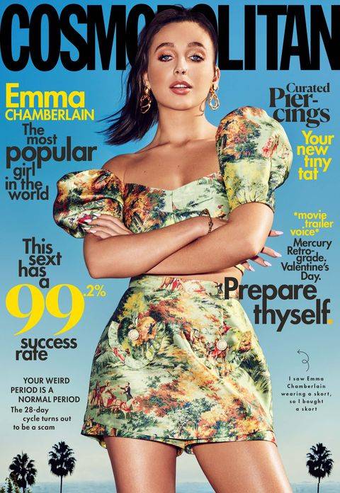 미국판 코스모 2020년 2월호의 커버 걸, 엠마 체임벌린.