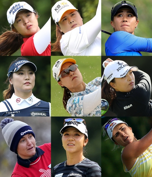 2020년 미국여자프로골프(LPGA) 투어 마지막 대회인 CME그룹 투어챔피언십에 출전하는 김세영, 박인비, 유소연, 고진영 프로(사진제공=KLPGA). 다니엘 강, 전인지, 찰리 헐, 리디아 고, 렉시 톰슨(사진제공=Getty Images).