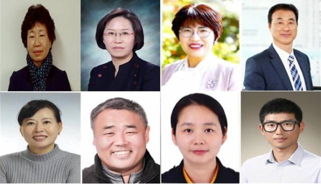 ▲'제2회 아름다운 교육공동체상 수상자'로 선정된 전북 모범 교육자들. (윗줄 왼쪽부터) 김점숙 전주전라초 행정실장, 김정숙 전주덕진중 교사, 강일순 전주우전초 교장, 유영진 전주문학초 교감 (아랫줄 왼쪽부터) 서영숙 남원중앙초 교육복지사, 송진섭 남원보절중 교사, 강은미 정읍동신초 교사, 박종근 군산경포초 교사. ⓒ아름다운교육공동체상 위원회