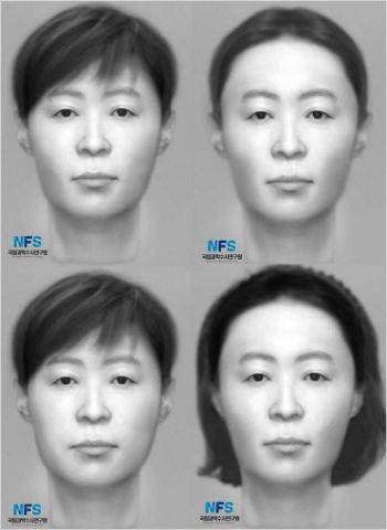 (사진=연합뉴스)여러 버전의 복원 얼굴 사진
[인천 계양경찰서 제공. 재판매 및 DB 금지]