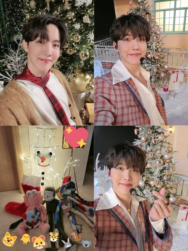 Group BTS member J-Hope gave fans a friendly greeting for Christmas.J-Hope told the official BTS SNS on December 24, It is a pleasant year-end! It is time to greet 2020, so this year is calmly arranged in my head.I am not finished yet, but I hope you will have a pleasant Christmas tomorrow and finish with beautiful memories.Our Ami Happy Holidays (Happy Holidays), she posted.The photo, which was released together, shows J-Hope looking at the camera and smiling with a lovely smile.BTS, which J-Hope belongs to, released its new album BE (Rain) on November 20, simultaneously winning the United States of America Billboards main single chart Hot 100 and the top spot on the main album chart Billboards 200.J-Hope has proved musical growth by including his own song Bill in this new book.J-Hope, who has been participating in the song work since the beginning of debut, has been sympathetic and popular among many domestic and foreign music fans, comparing the anxiety and depression felt in the Corona 19 city to occupational diseases.