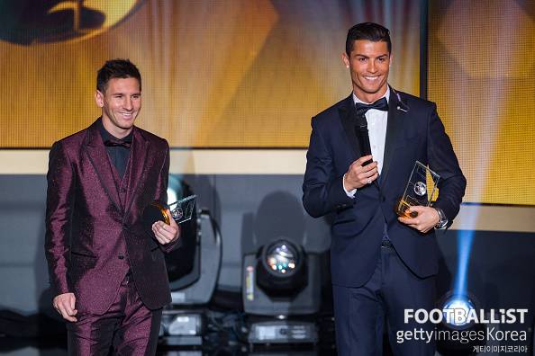 리오넬 메시(바르셀로나, 왼쪽), 크리스티아누 호날두(유벤투스, 오른쪽)