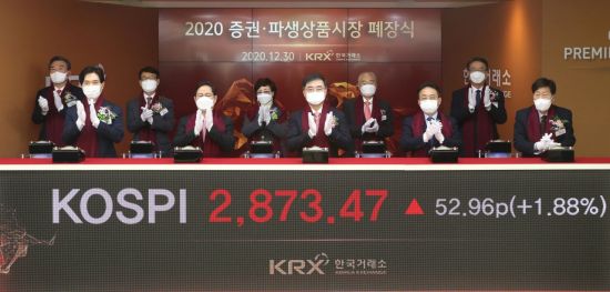30일 오후 한국거래소 부산본사에서 2020년 증권·파생상품시장 폐장식이 열리고 있다.(제공=한국거래소)