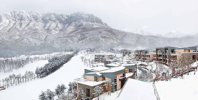 고성 델피노. 멀리 울산바위가 보인다.