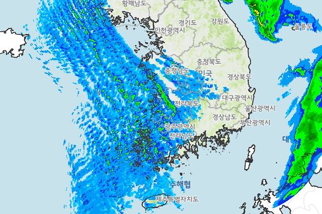 기상청 레이더 영상 (30일 오전 5시 기준) [기상청 제공. 재판매 및 DB 금지]