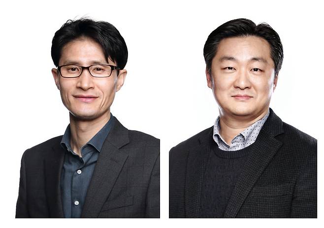 왼쪽부터 코웨이 박재영 글로벌 법인사업부문장(전무), 박찬정 환경기술연구소장(상무)