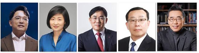 왼쪽부터) 김택진 엔씨소프트 대표, 문수복 KAIST 교수, 정철동 LG이노텍 대표, 조성환 현대모비스 사장, 황성우 삼성SDS 사장