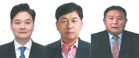 제27대 대한소프트테니스회장 선거에 출사표를 낸 정인선 후보(맨 왼쪽), 신동식 후보(가운데)와 권정국 후보(오른쪽)