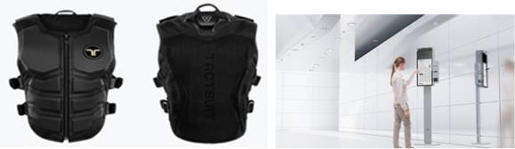 무선 햅틱슈트와 비주얼 터치 패널  [자료=각 사 ]