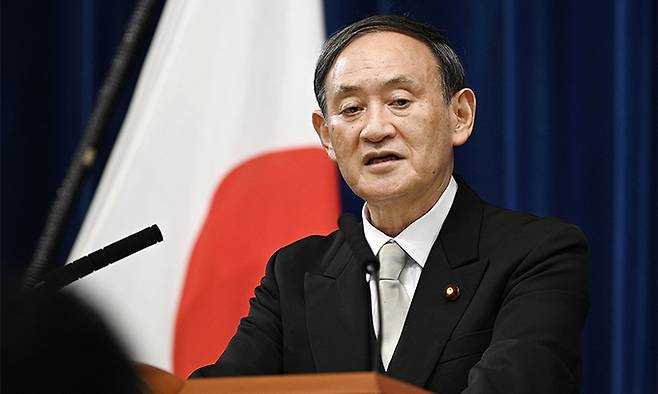 스가 요시히데(菅義偉) 일본 총리.&nbsp;도쿄=교도연합뉴스