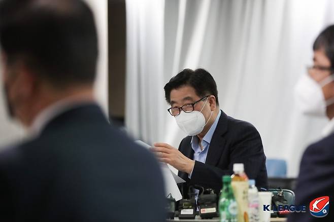▲ 경쟁자 없이 연임에 성공한 권오갑 한국프로축구연맹 총재 ⓒ한국프로축구연맹