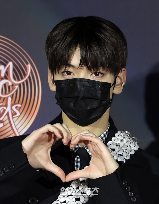 TOMORROW X TOGETHER (TXT) Subin poses at the 35th 2021 Golden Disk Awards with Curaprox photo wall event held at KINTEX in Daehwa-dong, Goyang-si, Gyeonggi-do on the afternoon of the 10th.35th 2021 Golden Disk Awards with Curaprox will be broadcast on JTBC, JTBC2, and JTBC4.