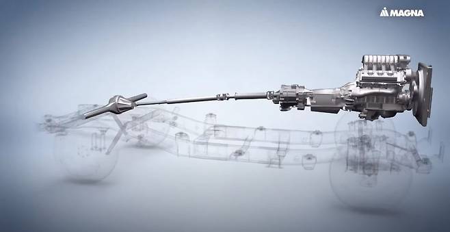 A rendering image of Magna’s powertrain component (Consumer Electronics Show)