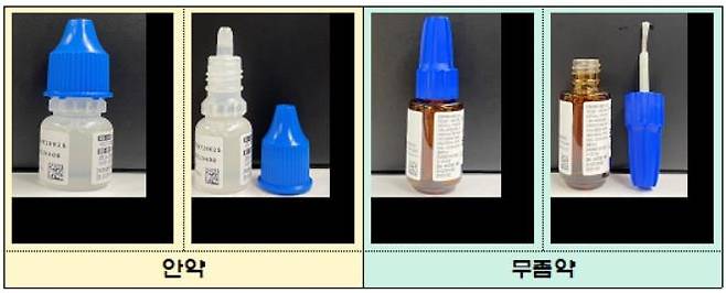 안약과 액상형 무좀약 비교 [식품의약품안전처 제공. 재판매 및 DB 금지]