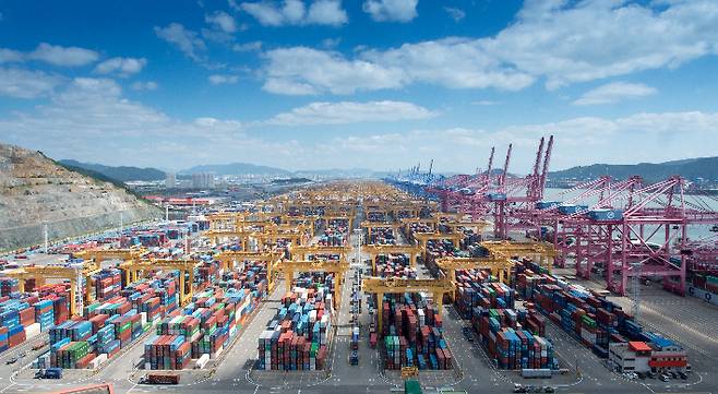 부산항만공사(BPA)가 6개 터미널로 분산 운영중인 부산항 신항 터미널의 운영사 통합에 본격적으로 나서기로 했다.부산항만공사 제공