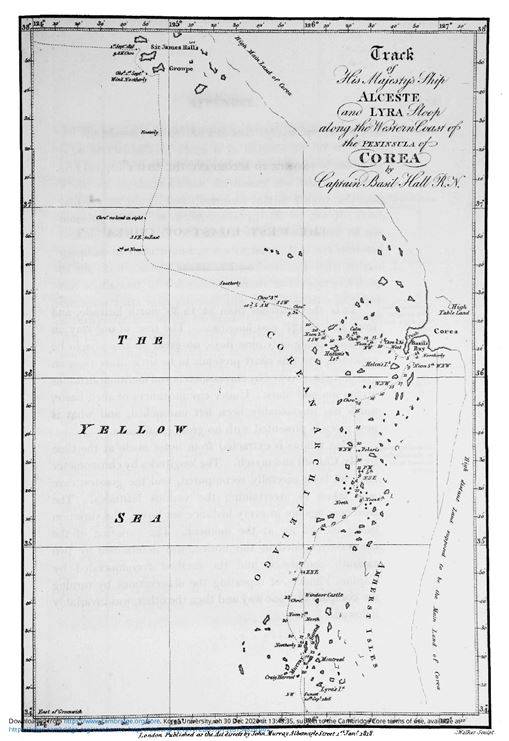 　지도 왼쪽 위 ‘Sir James Halls Groupe’로 표기된 곳이 백령군도다.
