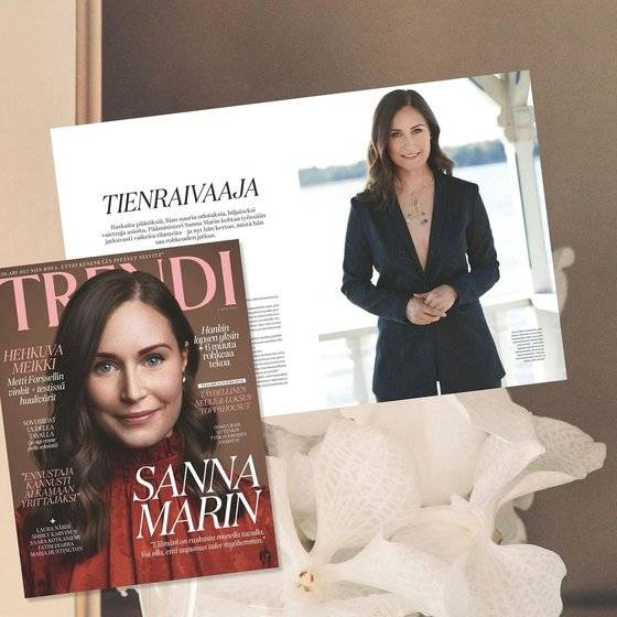 스웨덴 여성 총리 산나 마린은 가슴골이 드러나는 '클리비지 룩'으로 인터뷰에 등장해 화제가 됐다. 사진 트렌디 매거진 인스타그램