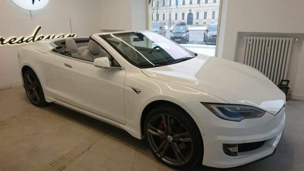 테슬라 모델 S 기반의 컨버터블 차량. 사진=트위터 Tesla Owners UK