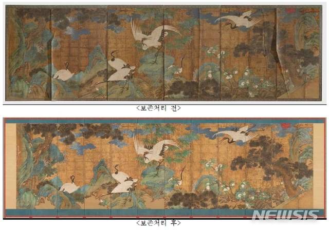 [서울=뉴시스]'해학반도도' 보존처리 전후 모습(사진=문화재청 제공)2021.01.19 photo@newsis.com