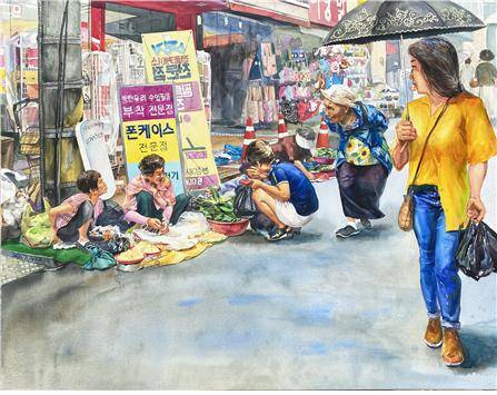 지미성, 소확행, 90.9×72.7cm, watercolor on paper, 2020년