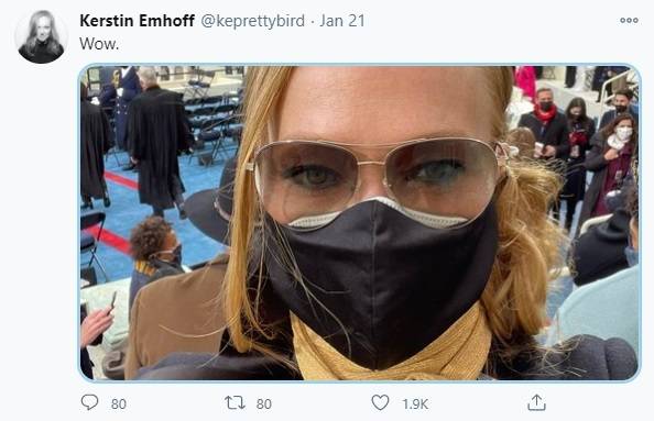 더글러스의 전 부인이 취임식에 참석한 모습. © 커스틴 트위터