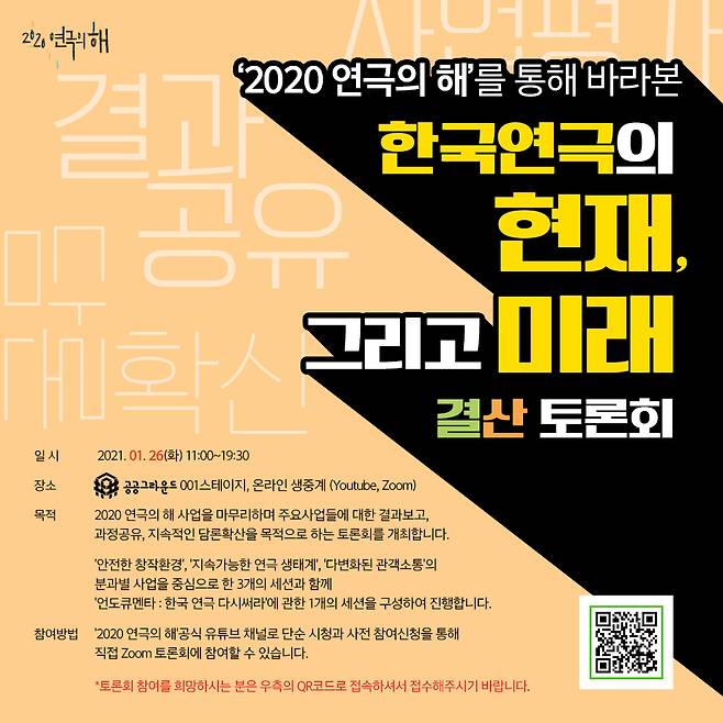 2020 연극의 해 '한국 연극의 현재, 그리고 미래' 결산 토론해