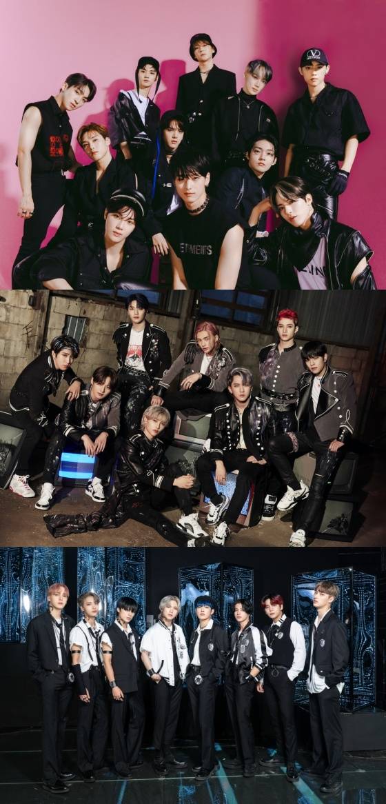 (위쪽부터)더보이즈, 스트레이키즈, 에이티즈 /사진제공=크래커엔터테인먼트, JYP엔터테인먼트, KQ엔터테인먼트