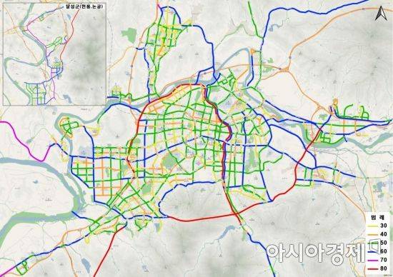 '안전속도 5030'으로 재편되는 대구지역 269개 도로 위치도.