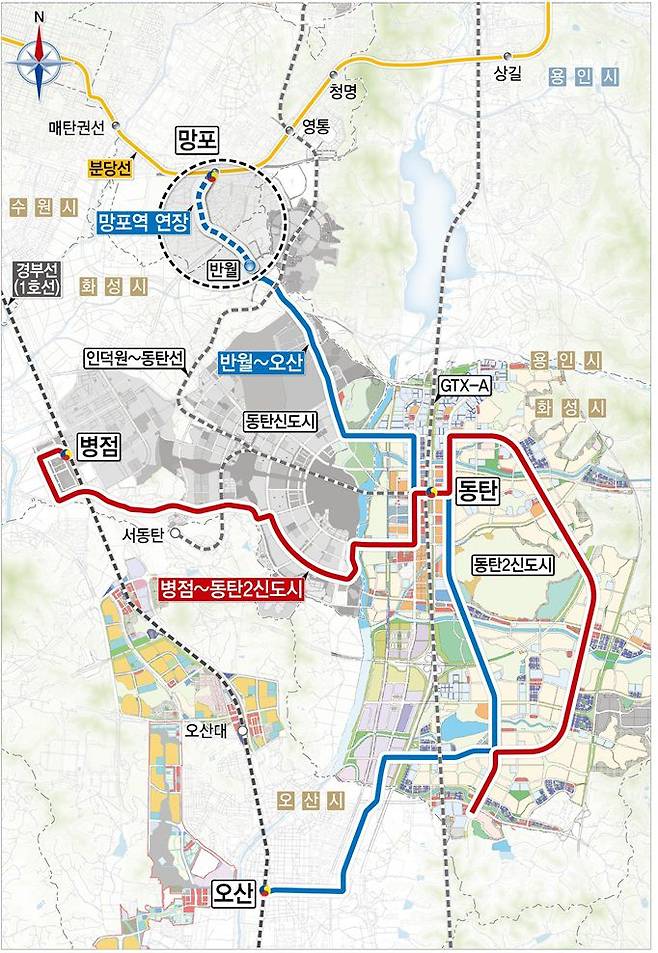 동탄 트램 노선도./경기도